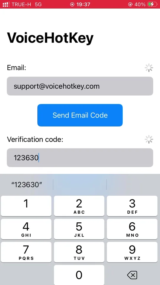 Wpisany kod weryfikacyjny, przycisk Log in